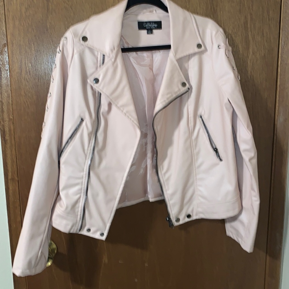 Pink faux leather jacket